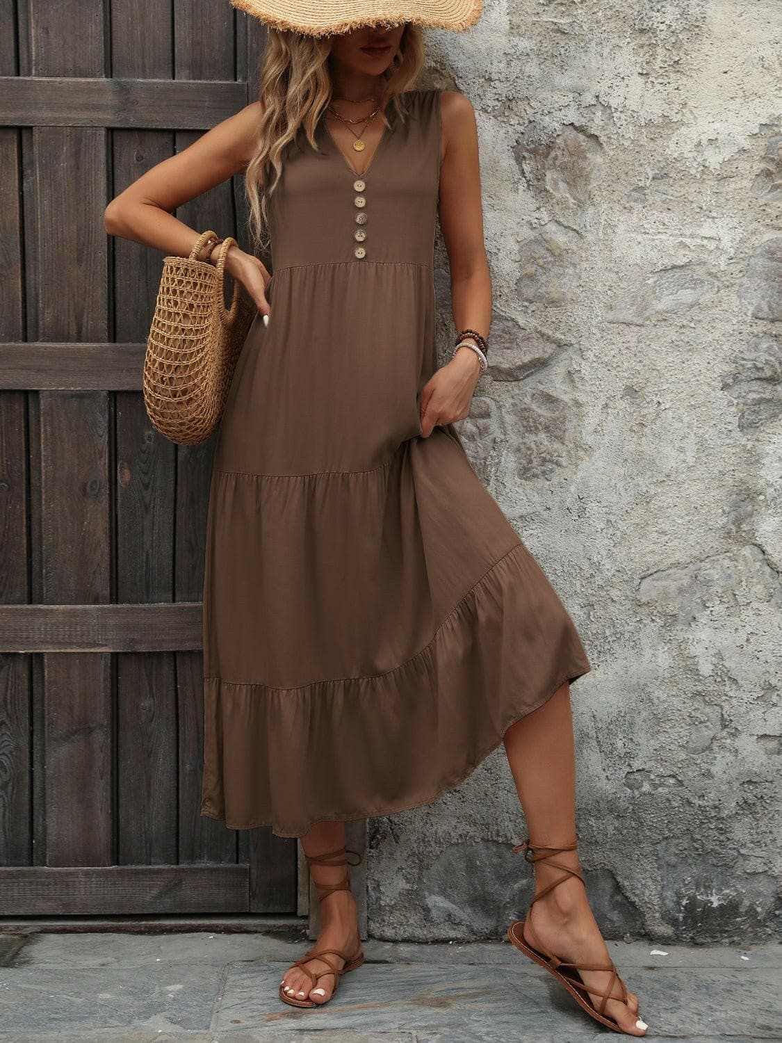 Elegant buttoned cotton dress - Love Salve 