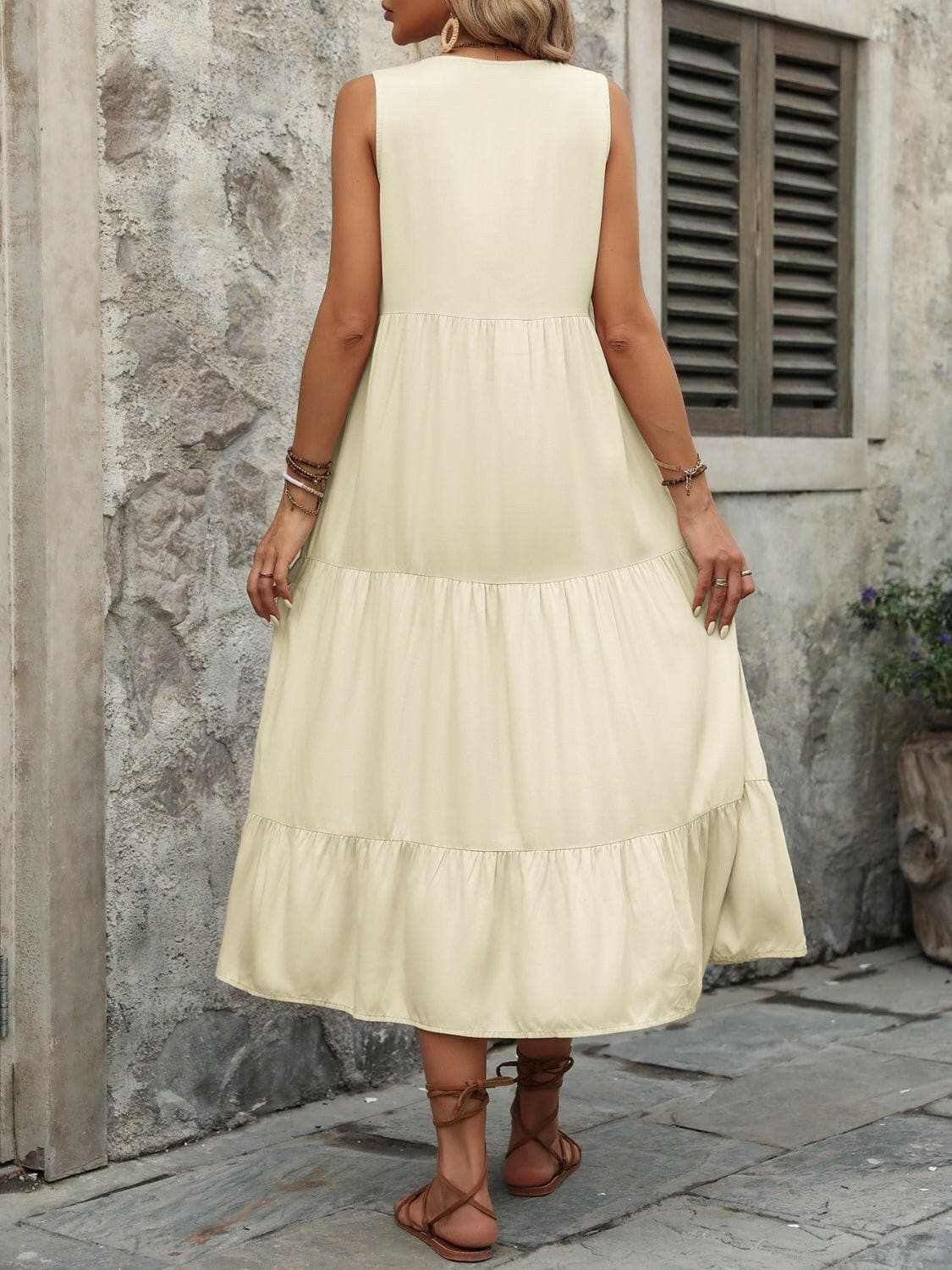 Elegant buttoned cotton dress - Love Salve 