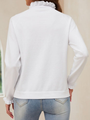 Decorative Button Turtleneck Long Sleeve T-Shirt - Love Salve 