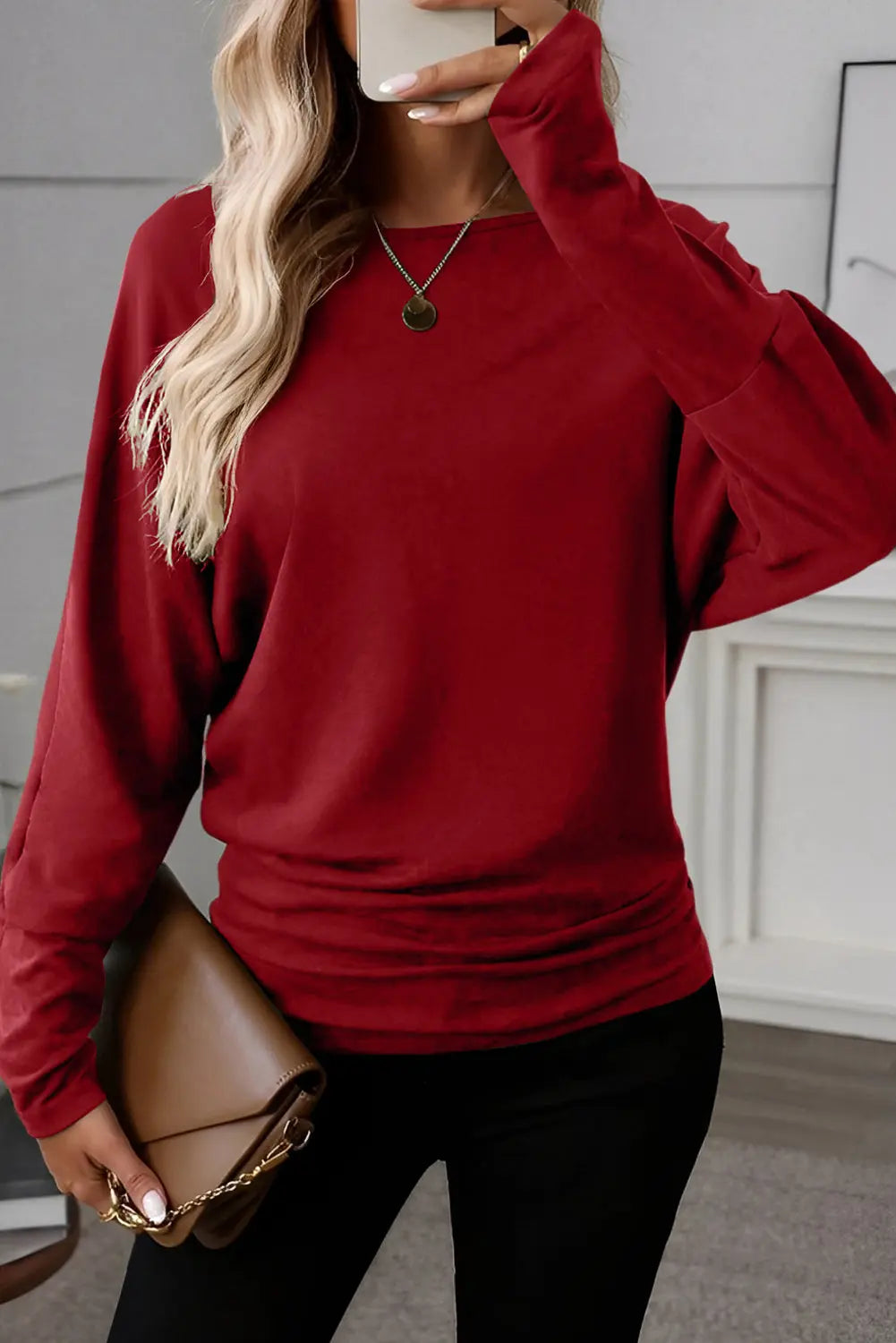 Dear-Lover Red Long Sleeve Women's Casual Top Everyday Comfort Style Dear-Lover Dropshipping