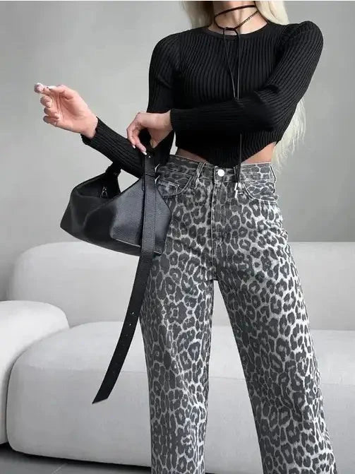Leopard print high waist pants Miss Sparkling