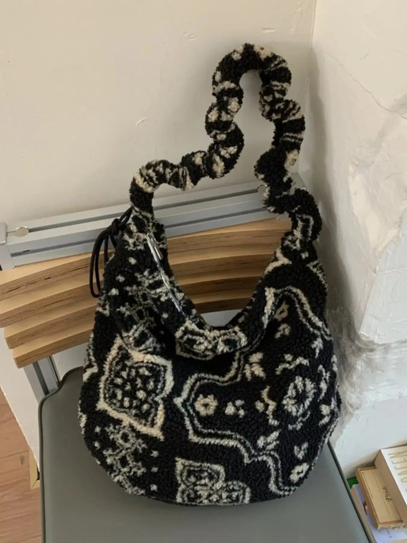 Sherpa Ruched Strap Handbag Simply Love