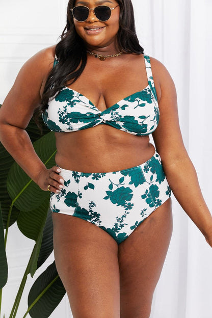 Marina West Swim Take A Dip Twist High-Rise Bikini in Forest.