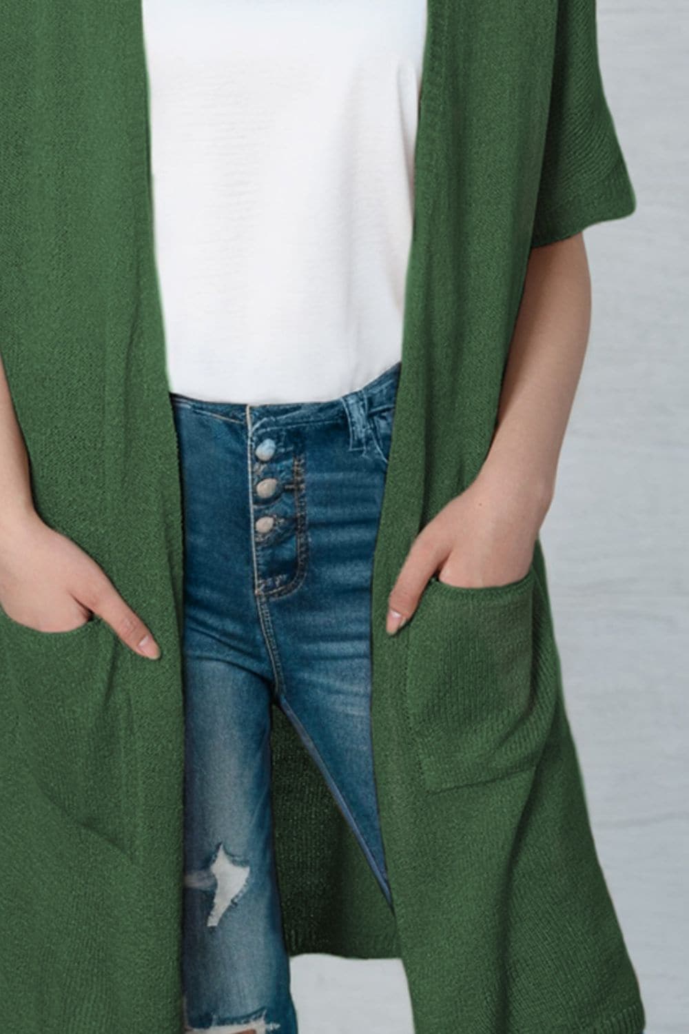 Open Front Sweater Cardigan with Pockets.