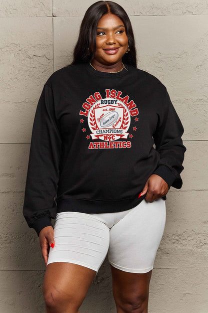 Simply Love Full Size Graphic Dropped Shoulder Sweatshirt.