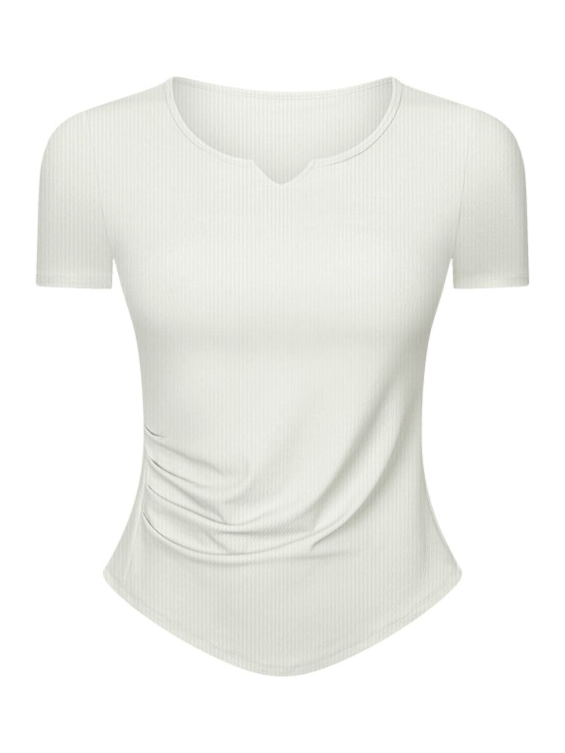 Notched Short Sleeve Active T-Shirt.