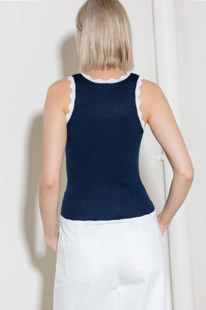 DEEP CONNECTION NAVY KNIT TANK TOP - Love Salve