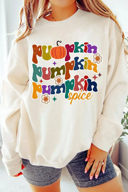 Stylish letter print long sleeve sweatshirt with round neck