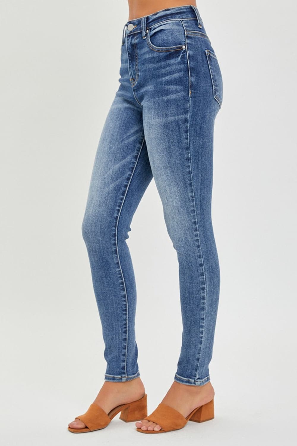 RISEN Full Size Mid Rise Ankle Skinny Jeans.