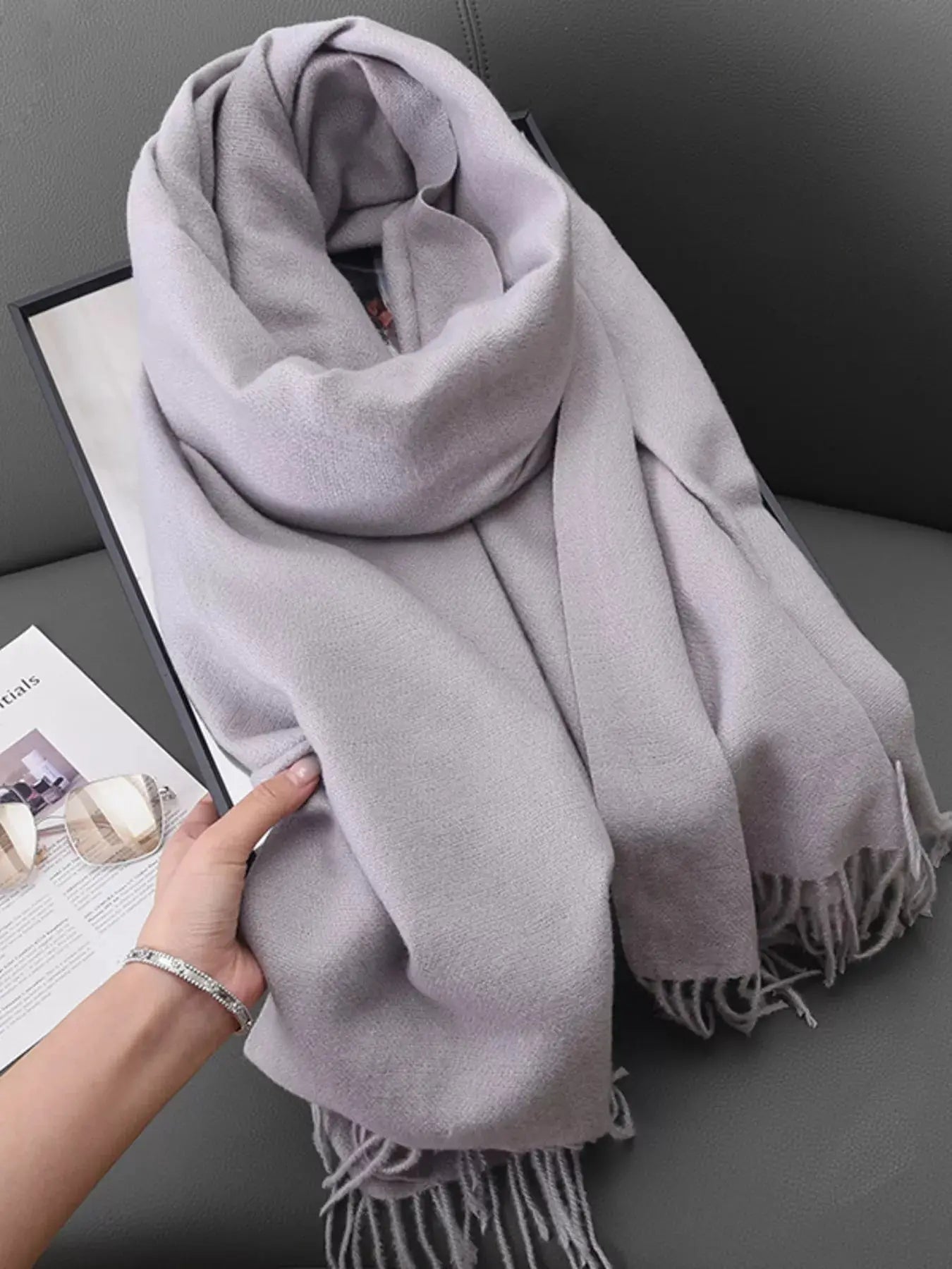 Solid Color Fringe Scarf Simply Love