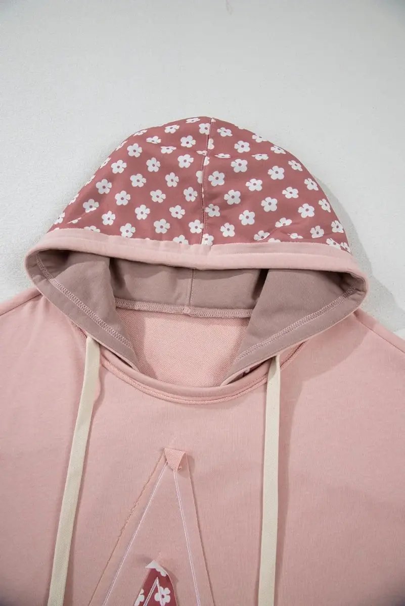 Delicacy Star Patch Graphic Floral Color Block Drawstring Plus Size Hoodie - Love Salve 