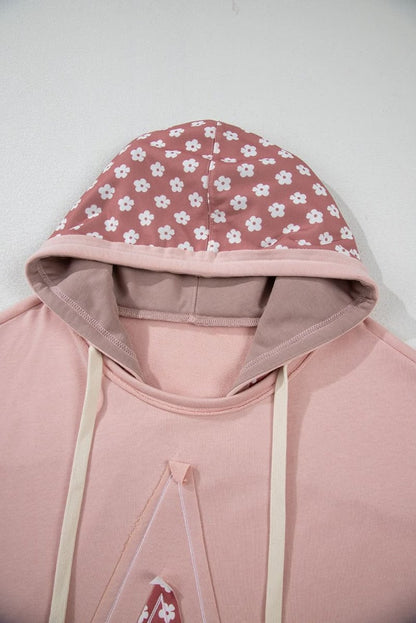 Delicacy Star Patch Graphic Floral Color Block Drawstring Plus Size Hoodie - Love Salve 