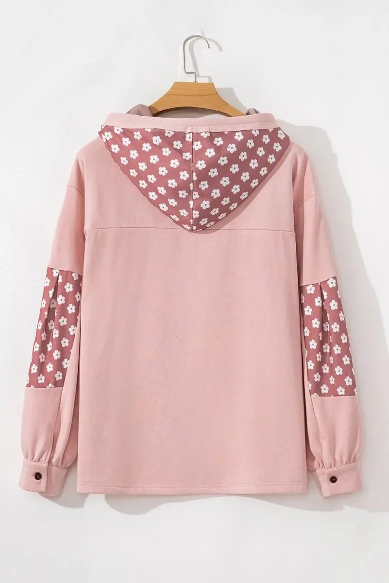 Delicacy Star Patch Graphic Floral Color Block Drawstring Plus Size Hoodie - Love Salve 