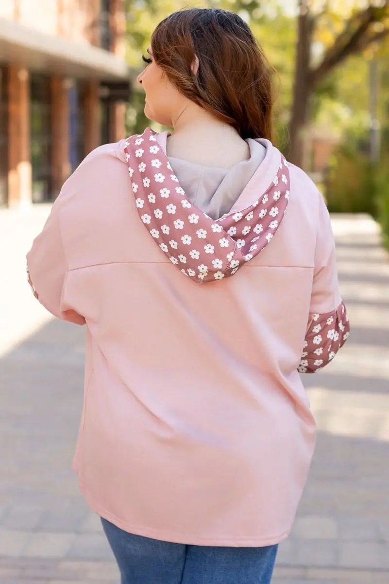 Delicacy Star Patch Graphic Floral Color Block Drawstring Plus Size Hoodie - Love Salve 