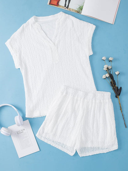 Eyelet Embroidered Button-Up Jumpsuit