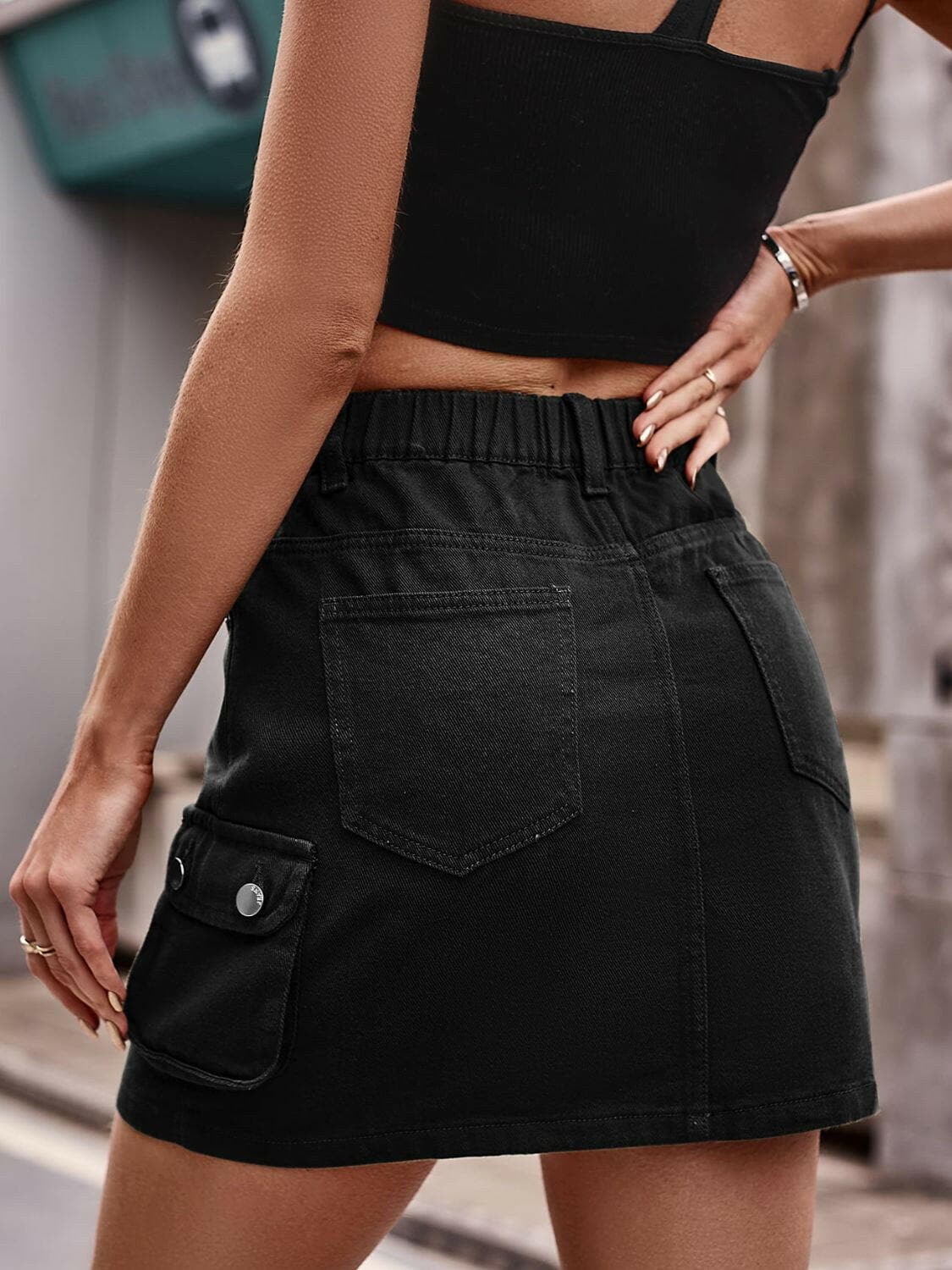 Denim Mini Skirt with Pockets - Love Salve