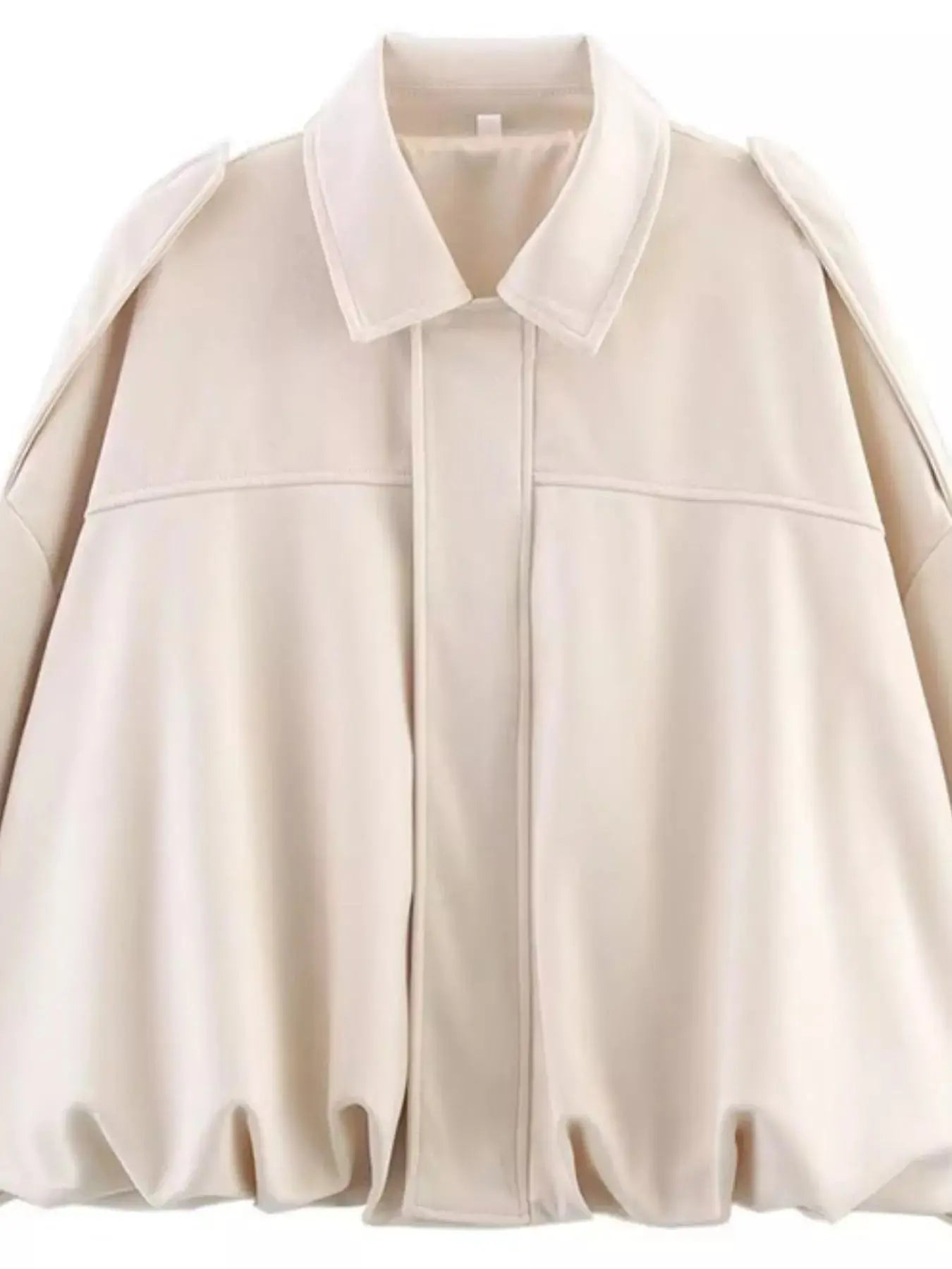 Collared Neck Dropped Shoulder Jacket Simply Love