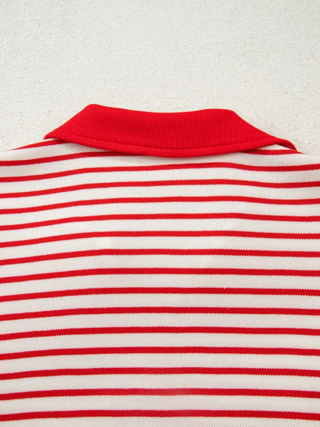 Stripe Collared V Neck Drop Shoulder Pullover and Skort 2pcs Outfit Simply Love