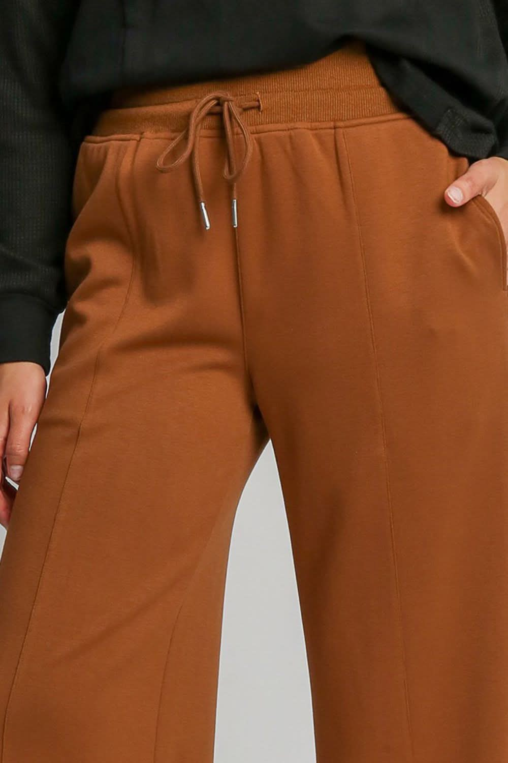 Chic Wide Leg Drawstring Pants with Handy Pockets