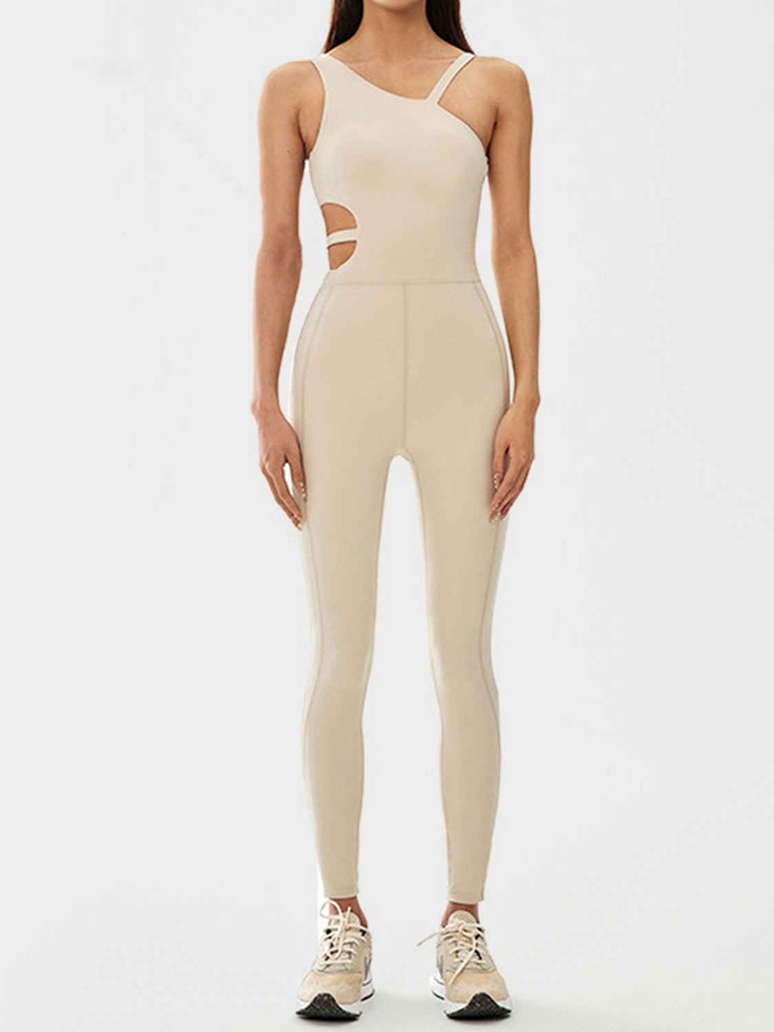 Cutout Asymmetrical Neck Active Jumpsuit Coco’s Tee Boutique