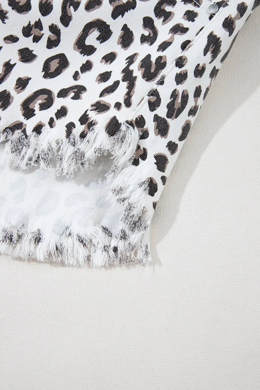 Leopard Frayed Hem Denim Shorts Simply Love