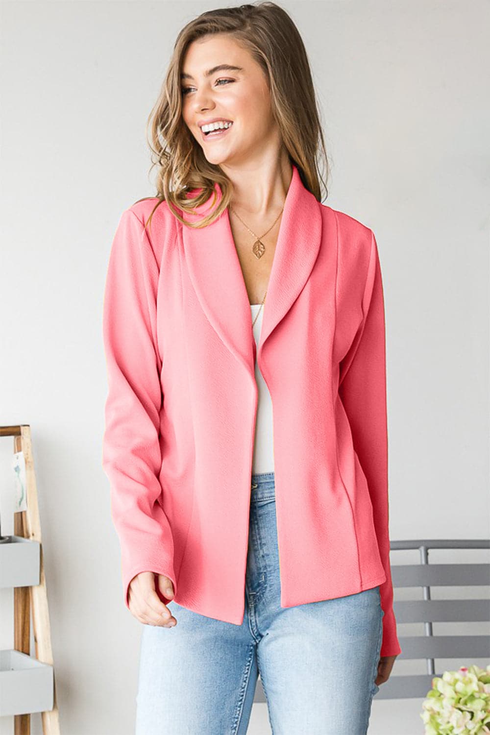 Heimish Open Front Long Sleeve Blazer.