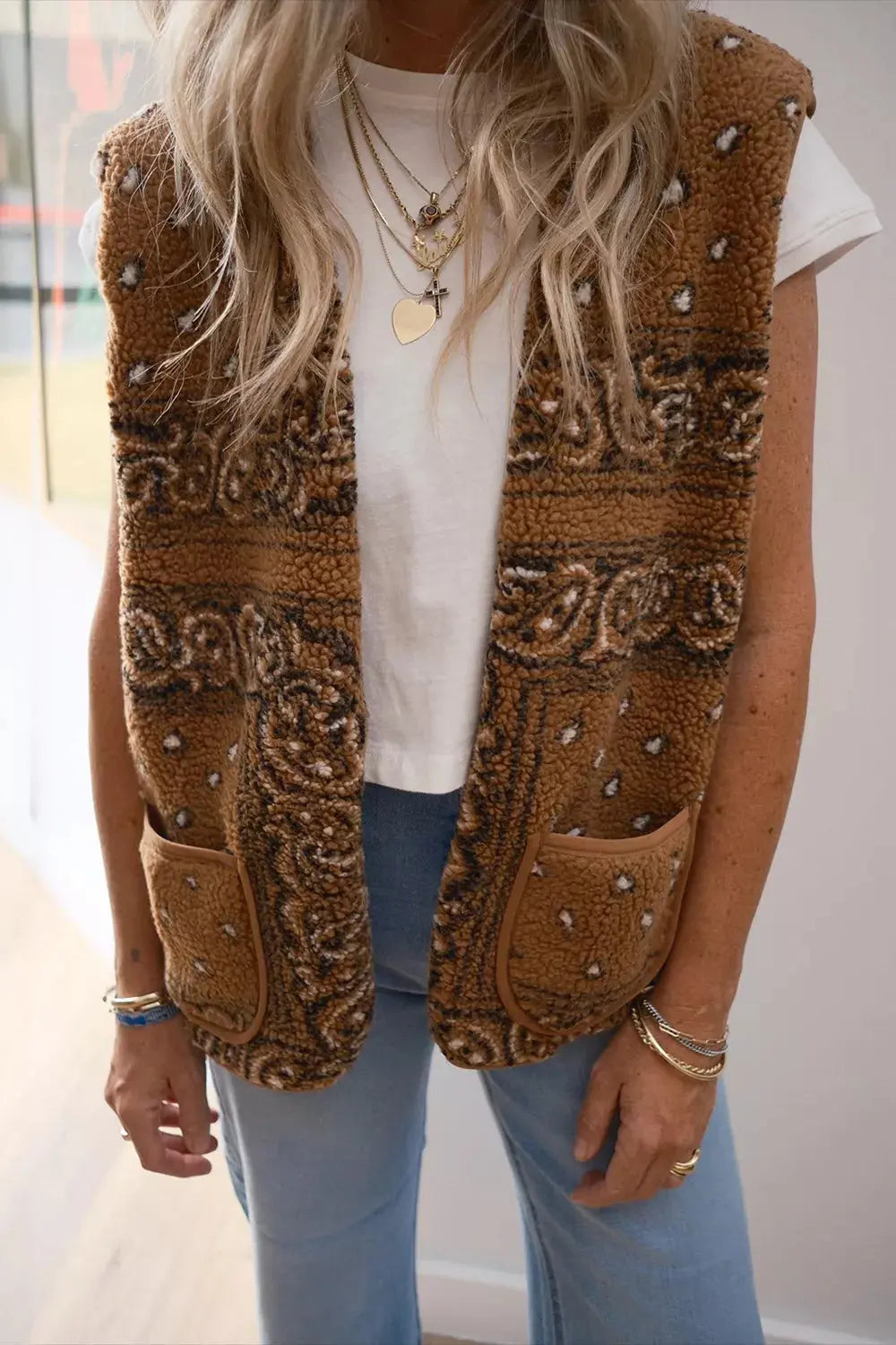 Fleece Open Front Vest Coat Simply Love
