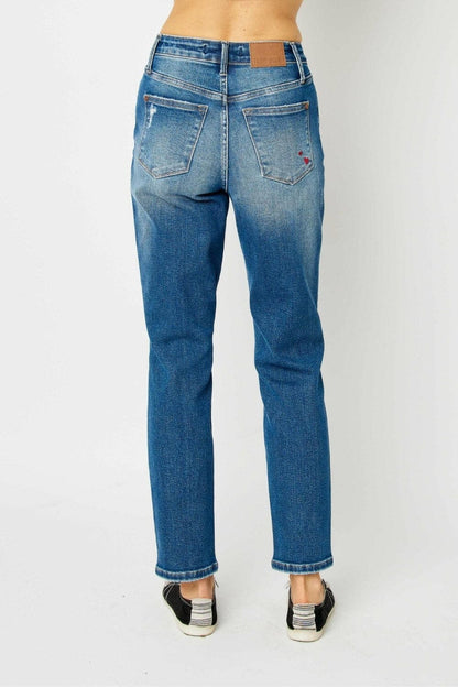 Judy Blue Full Size Distressed Slim Jeans.