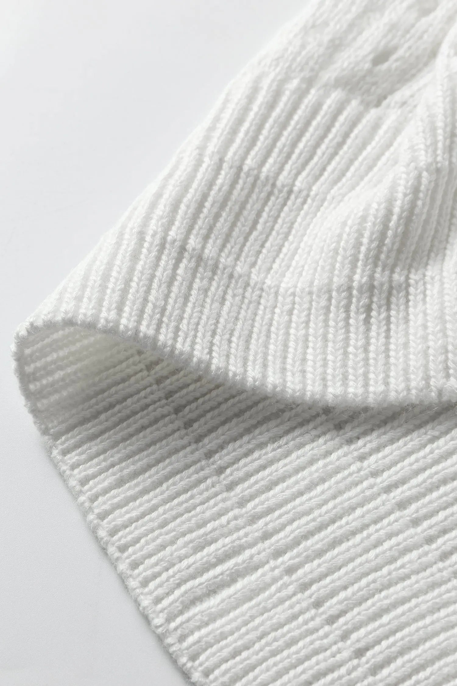 White Hollow Out Knit Dolman Sleeve Sweater Round Neck Dear-Lover Dropshipping