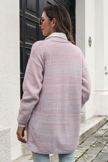 Striped Open Front Longline Cardigan.