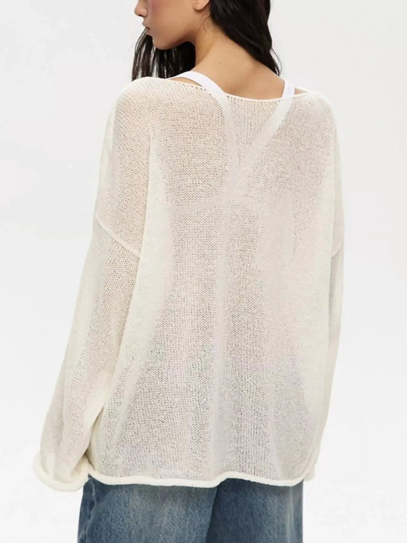 Boat Neck Dropped Shoulder Sweater Simply Love