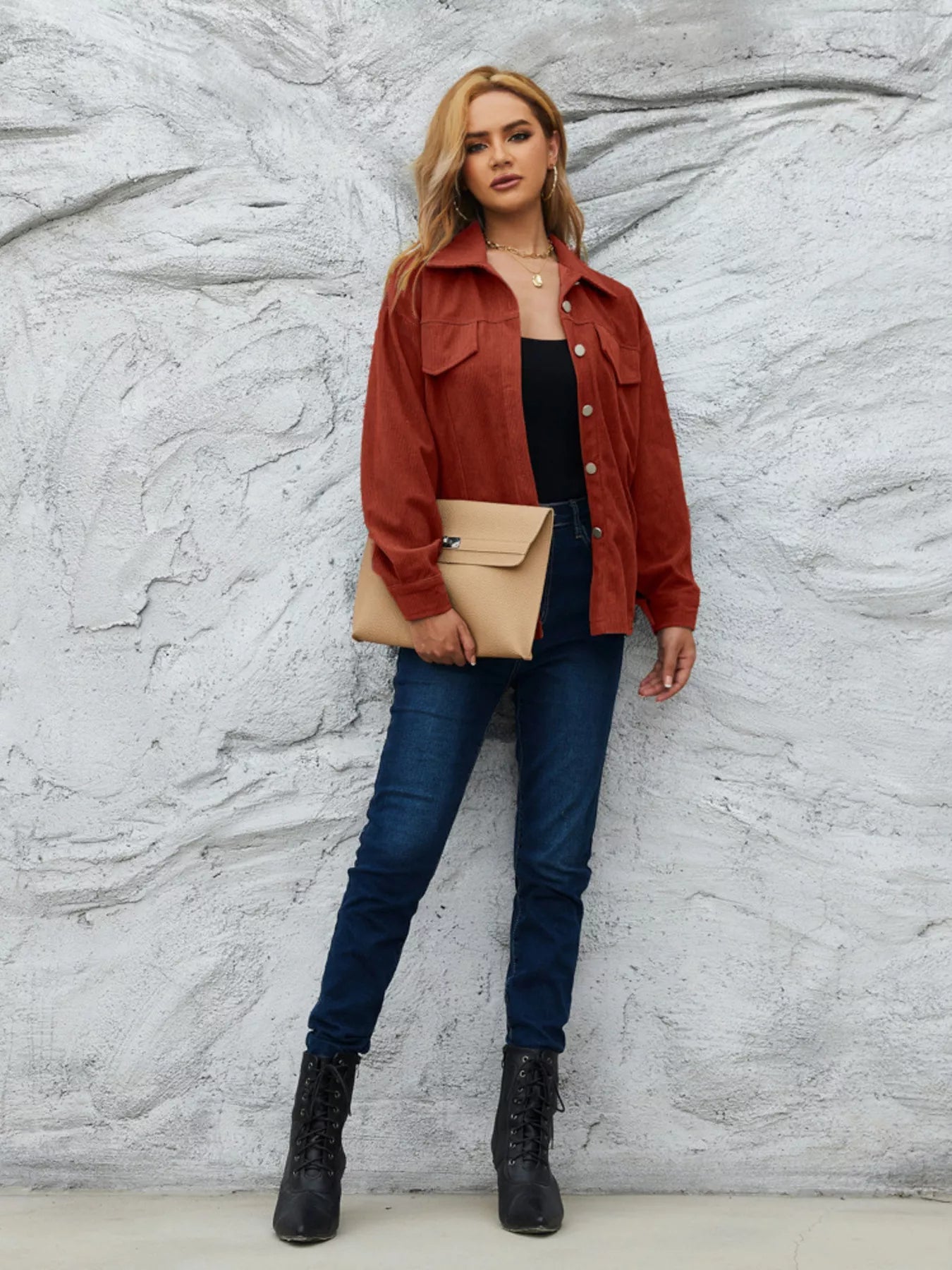 Casual Corduroy Button-Down Jacket Simply Love