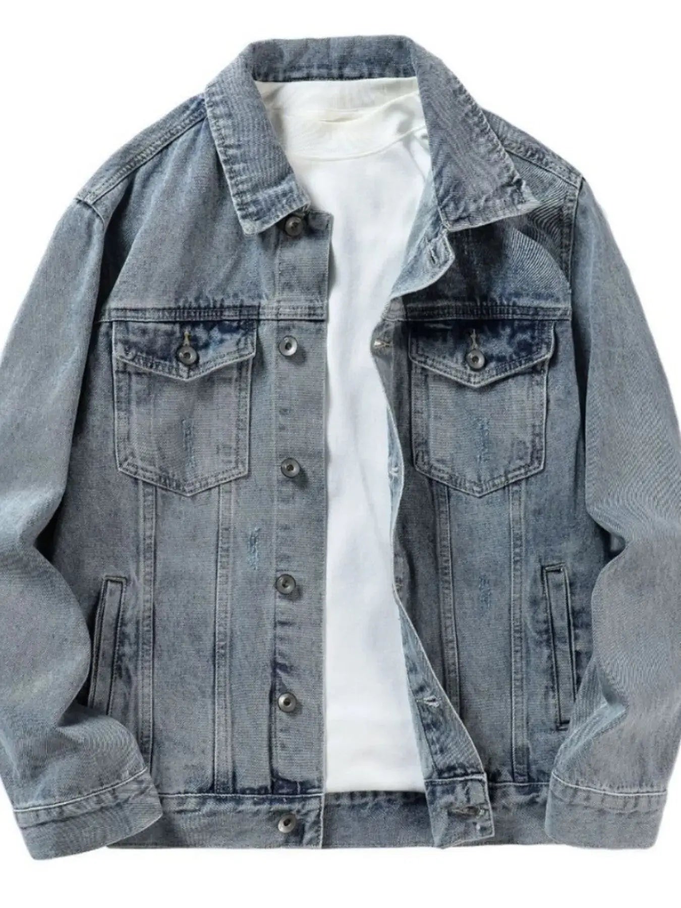 Men's Plus Size Vintage Wash Button Up Denim Jacket Simply Love