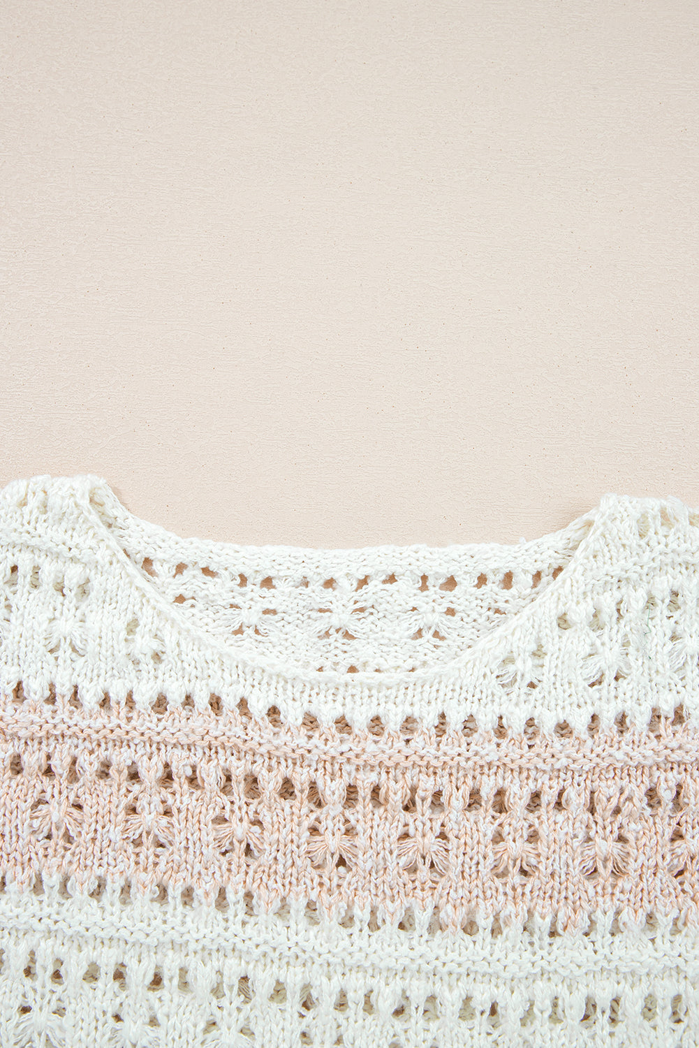 Pink Hollow-Out Colorblock Drop Shoulder Casual Sweater Dear-Lover Dropshipping