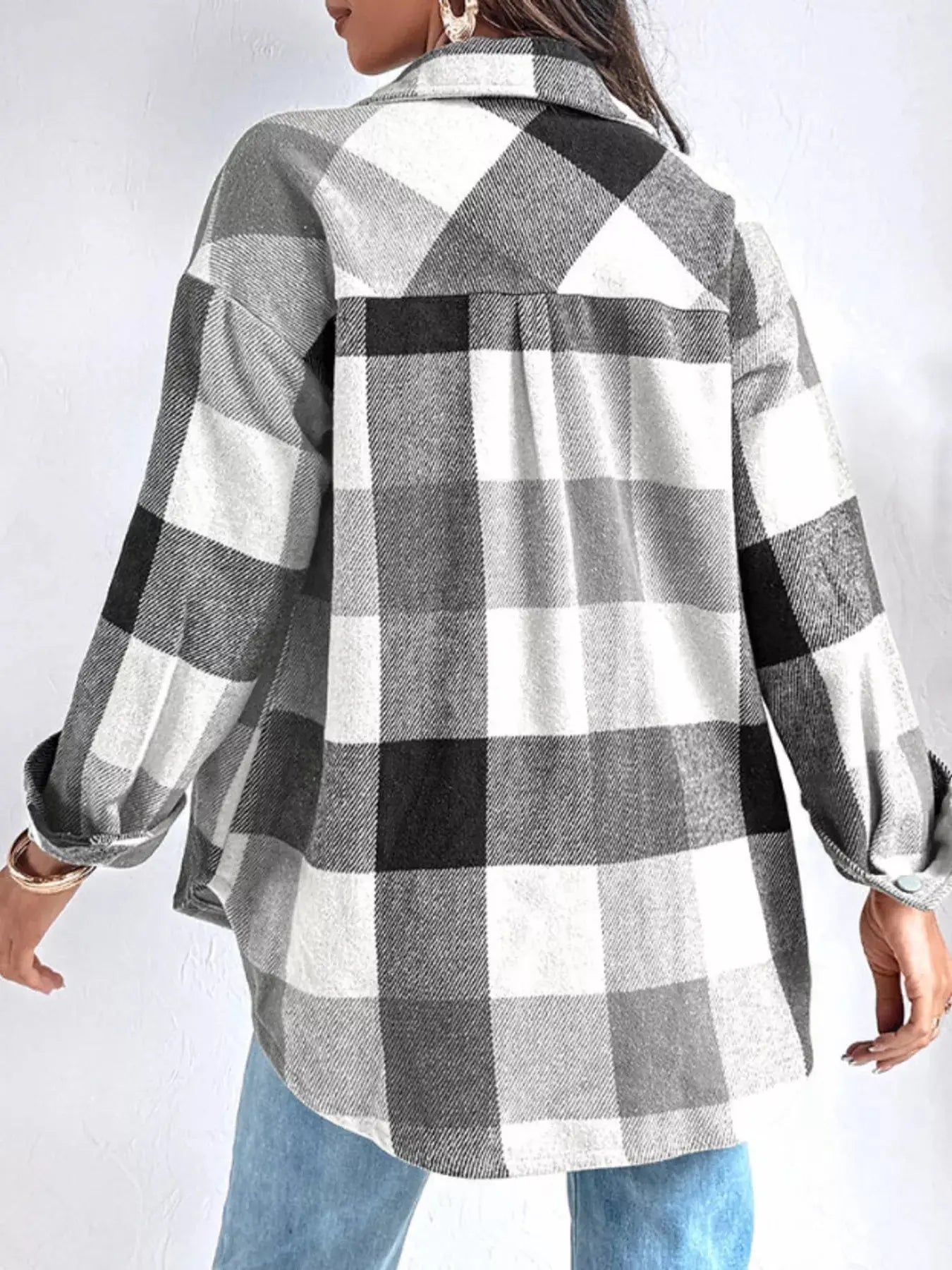 Plaid Button-Up Long Sleeve Shirt Simply Love