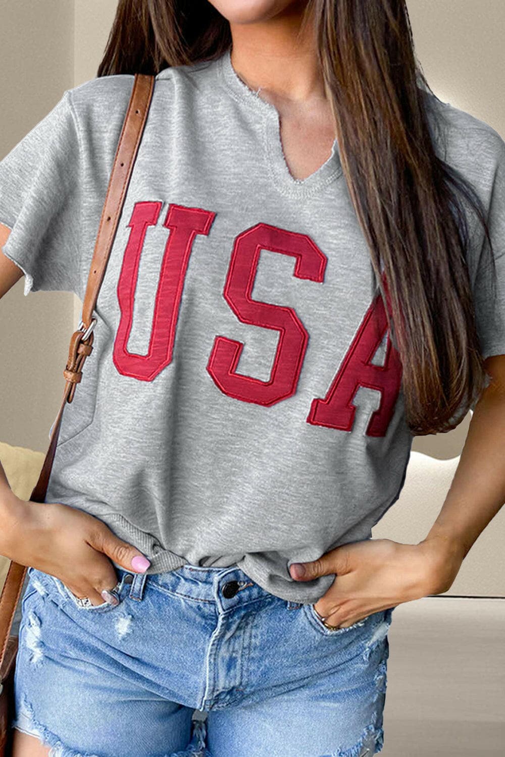 USA Notched Short Sleeve T-Shirt.