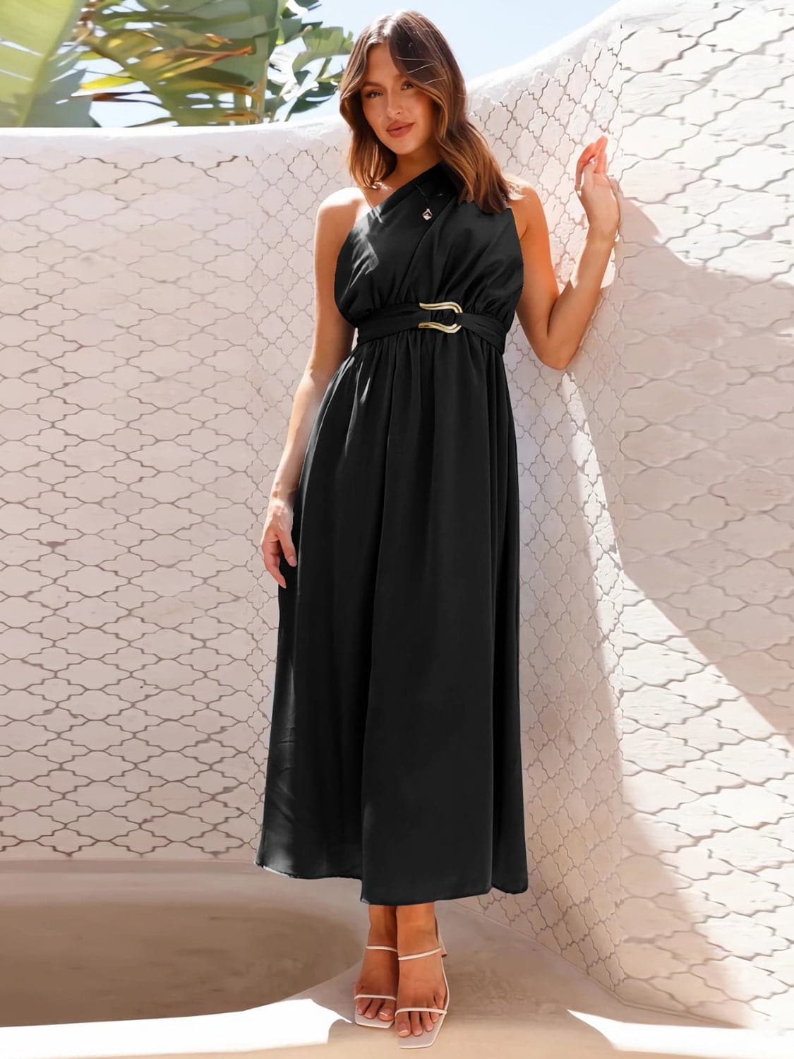 Single Shoulder Midi Dress.