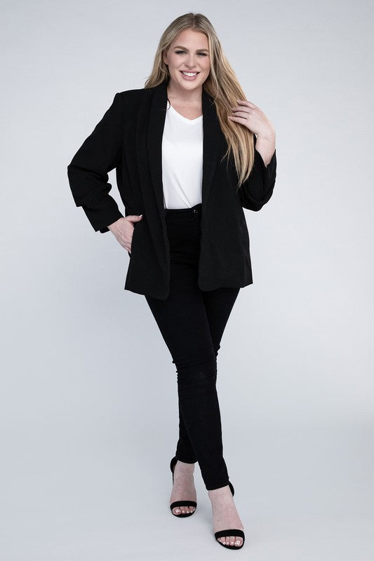 Plus-Size Shawl Lapel Blazer