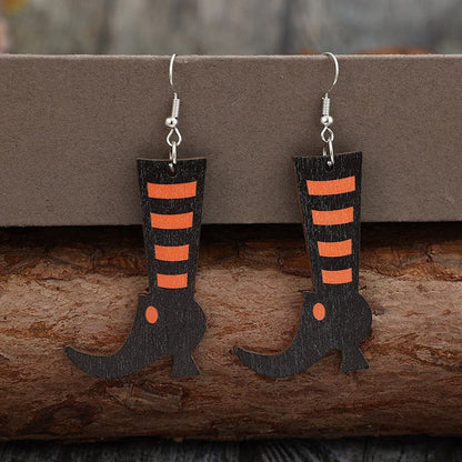 Alloy Wooden Boots Earrings.