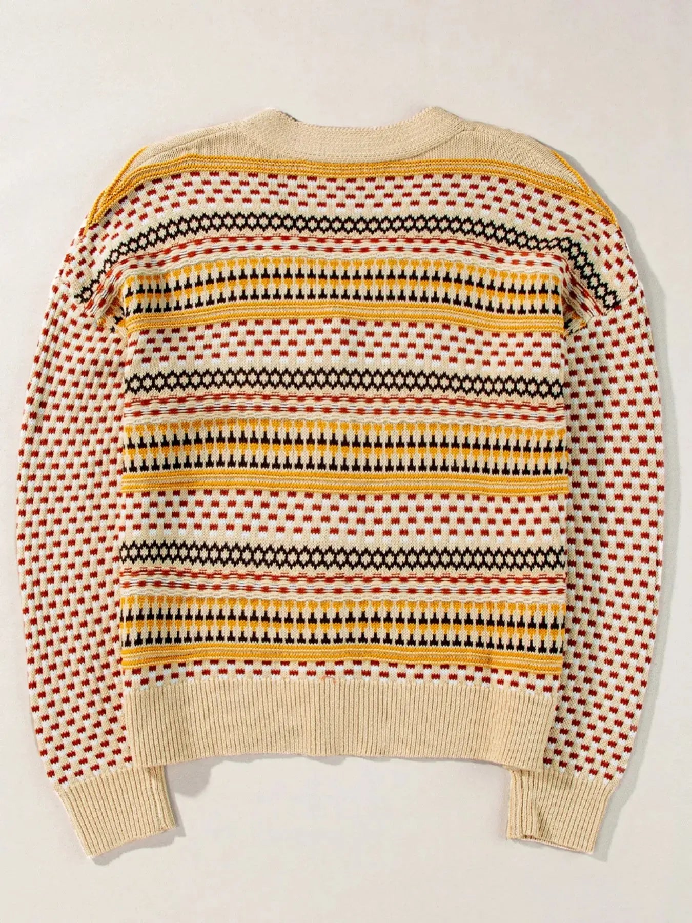 Vintage Patterned Button-Down Cardigan Simply Love