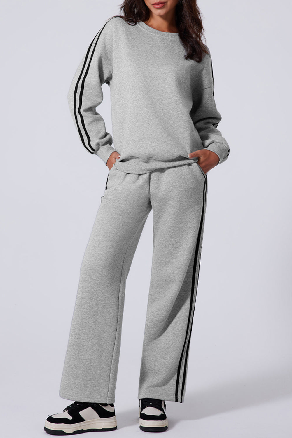 Light grey striped activewear set