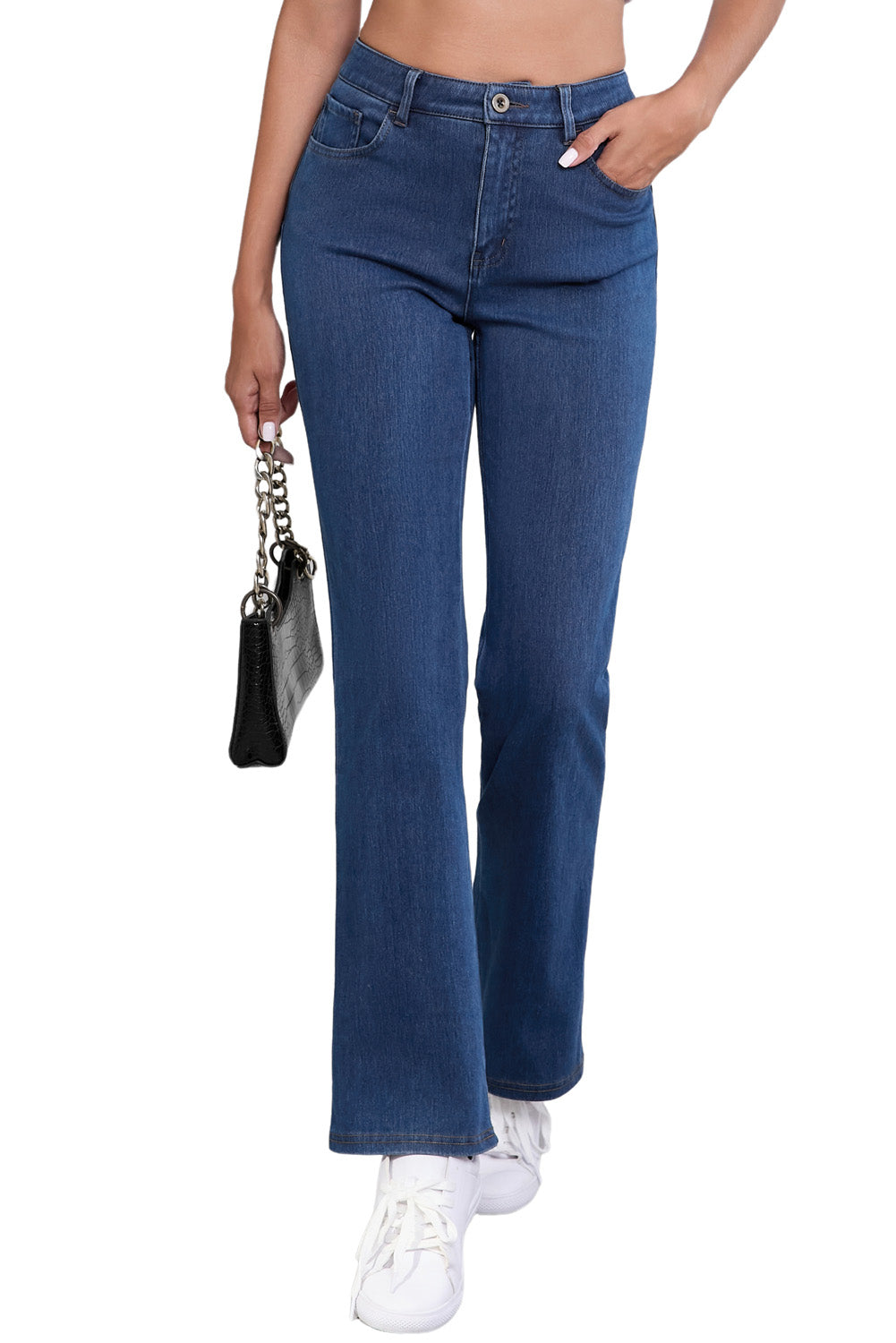 Ashleigh blue mid-rise stretchy bootcut jeans for everyday wear