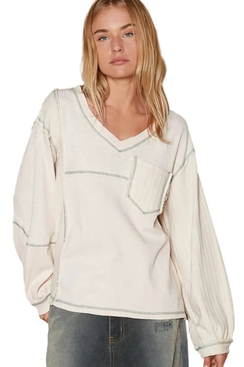 Pol v-neck knit top, chic style - Love Salve 