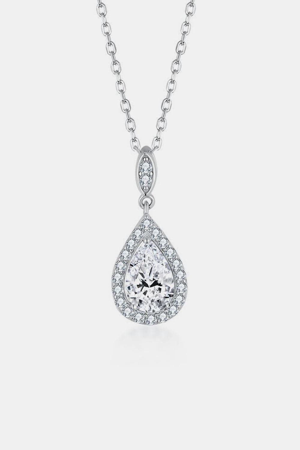 1.5 Carat Moissanite 925 Sterling Silver Teardrop Necklace.