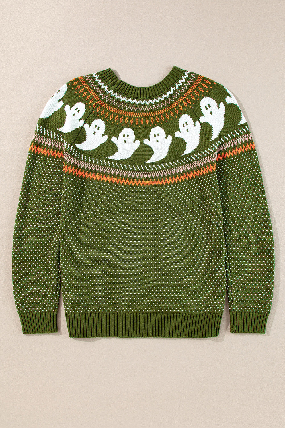 Jungle Green Spooky Ghost Drop Shoulder Sweater