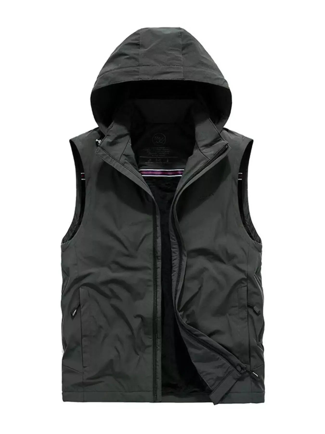 Men's Plus Size Hooded Zip Up Vest Nylon Spandex Lightweight Simply Love