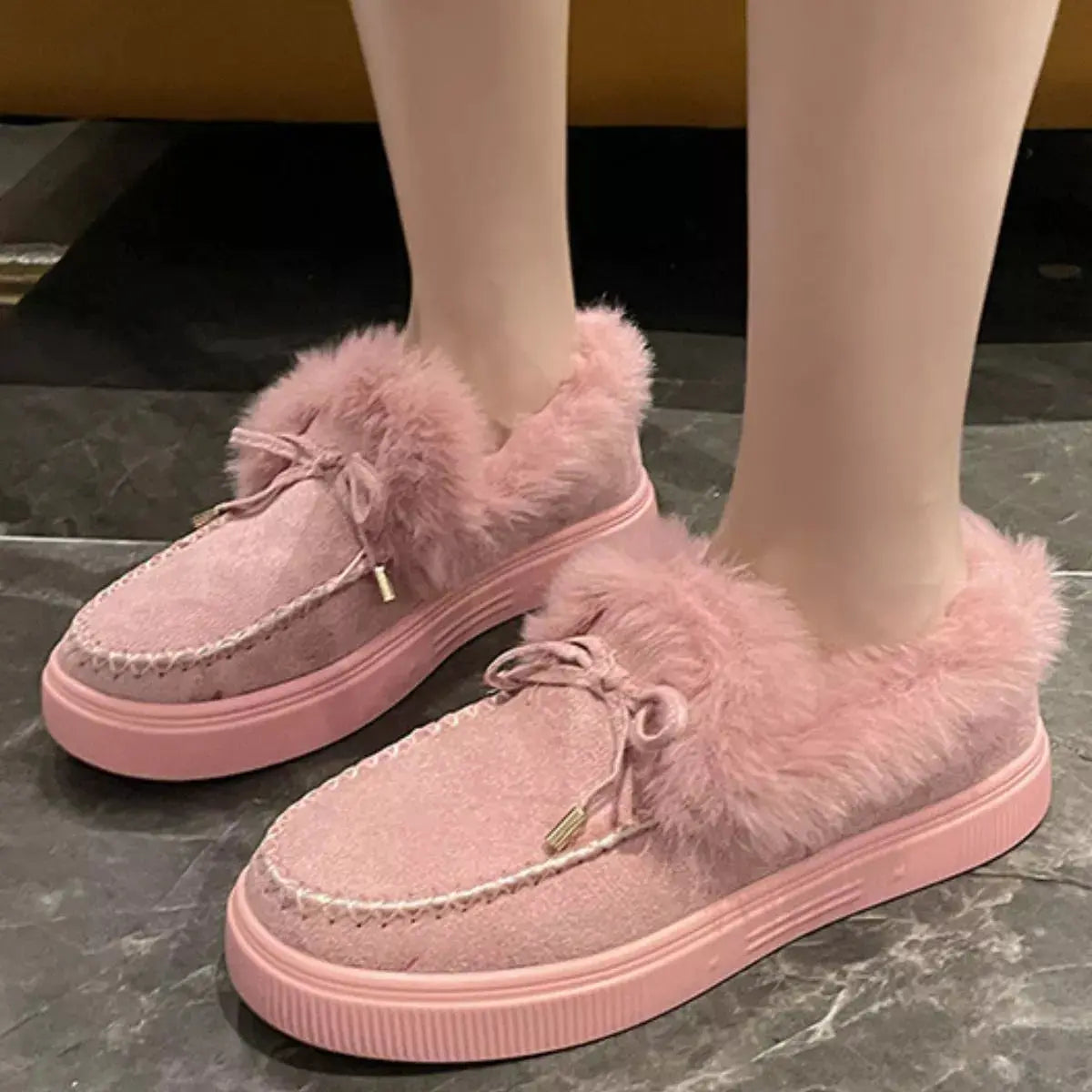 Fuzzy Round Toe Slip-Ons Simply Love