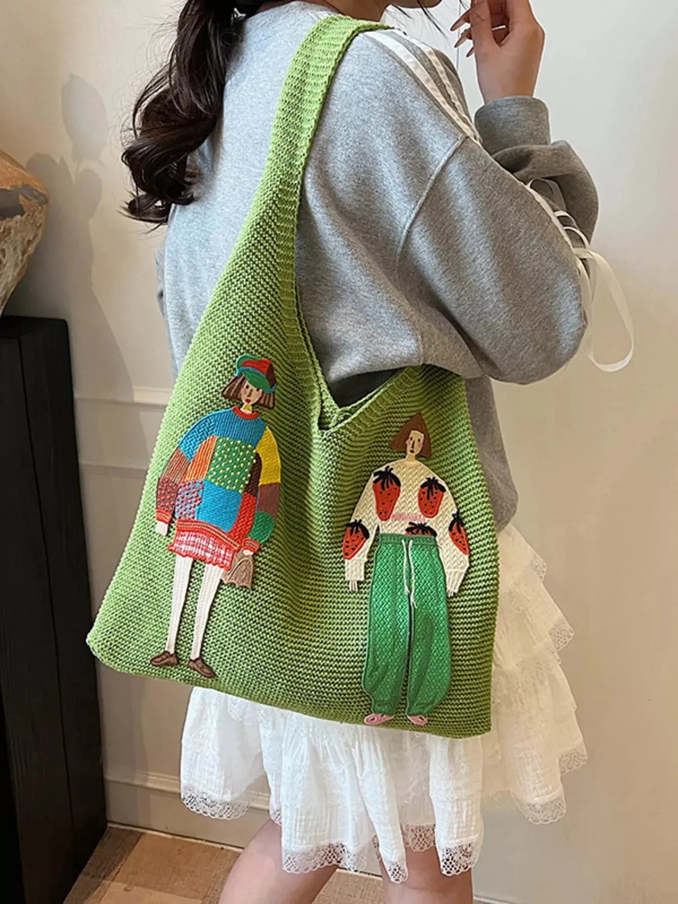 Knitted Embroidered Shoulder Bag Simply Love