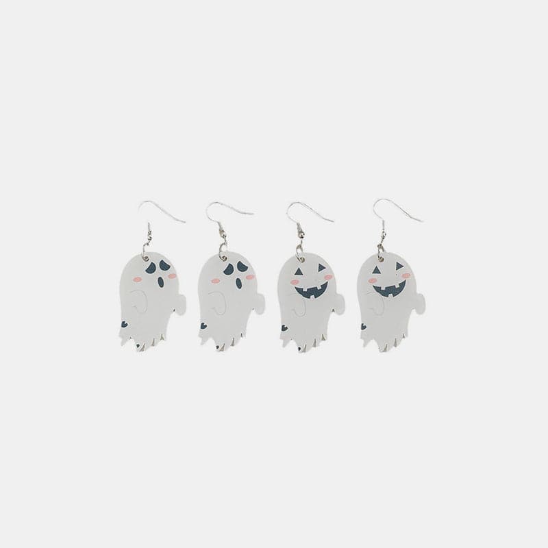 Whimsical ghost dangle earrings in alloy and acrylic