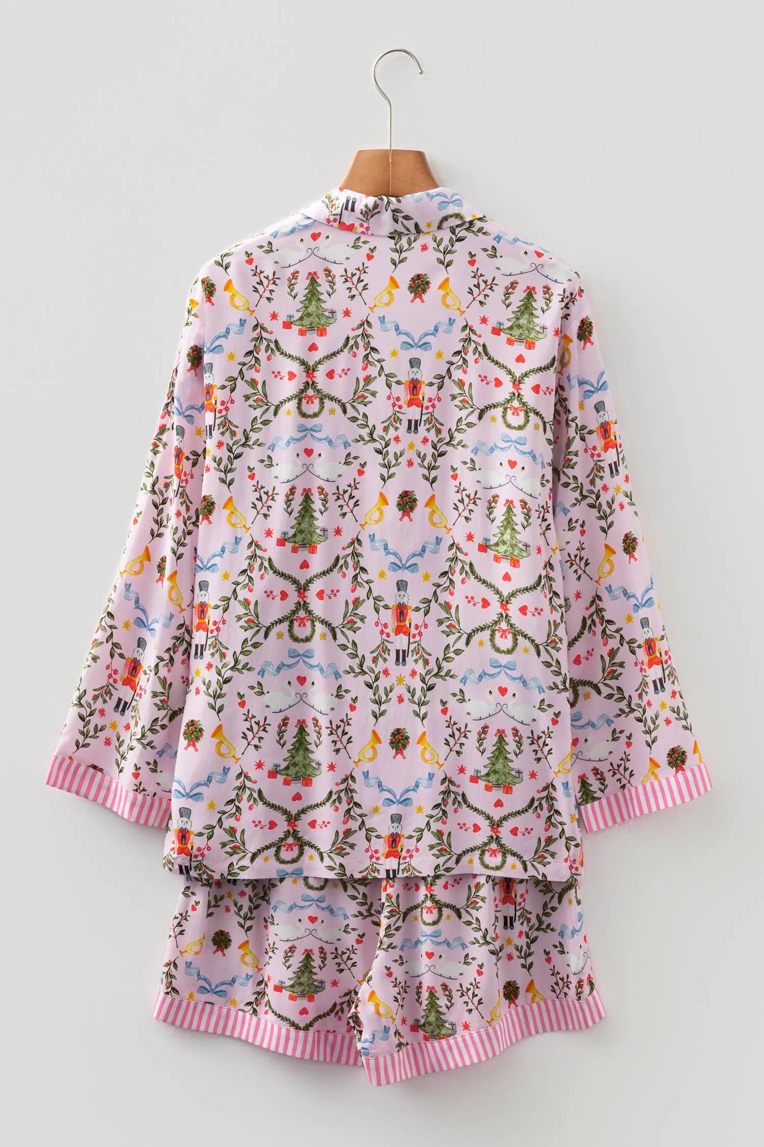 Pink Christmas Nutcracker Pajama Set 2Pc Long Sleeve Shorts Holiday Print Dear-Lover Dropshipping